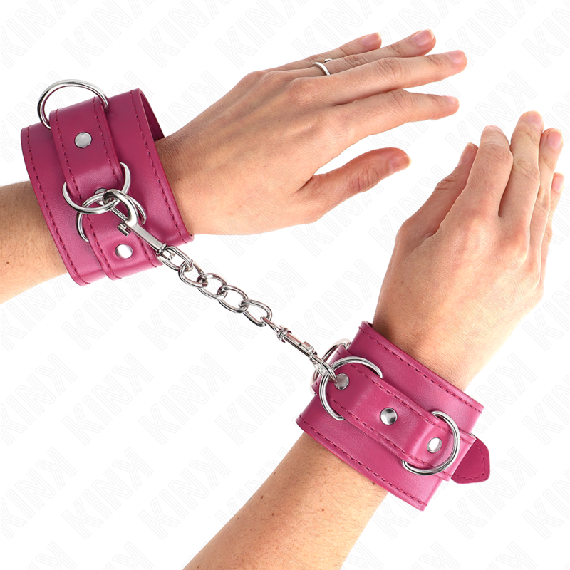 KINK - 3 PINK ADJUSTABLE D-RING WRIST RESTRAINTS 17.5-25 CM X 6 CM