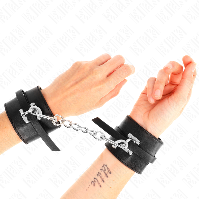 KINK - DELUXE BLACK ADJUSTABLE LOCKING WRIST CHAINS 14.5-21 CM X 6 CM