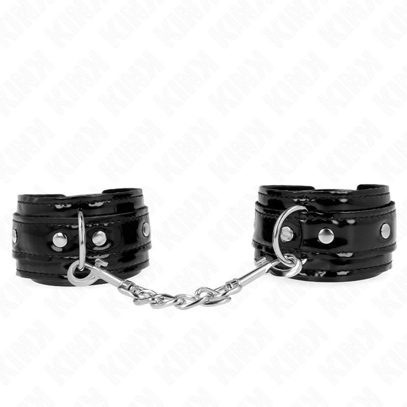 KINK - ADJUSTABLE GLOSSY NEOPRENE WRIST CUFFS 17-24 CM X 4.5 CM