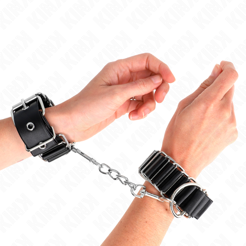 KINK - BLACK ADJUSTABLE HINGED THIN WRIST RESTRAINTS 16-22 CM X 3.5 CM