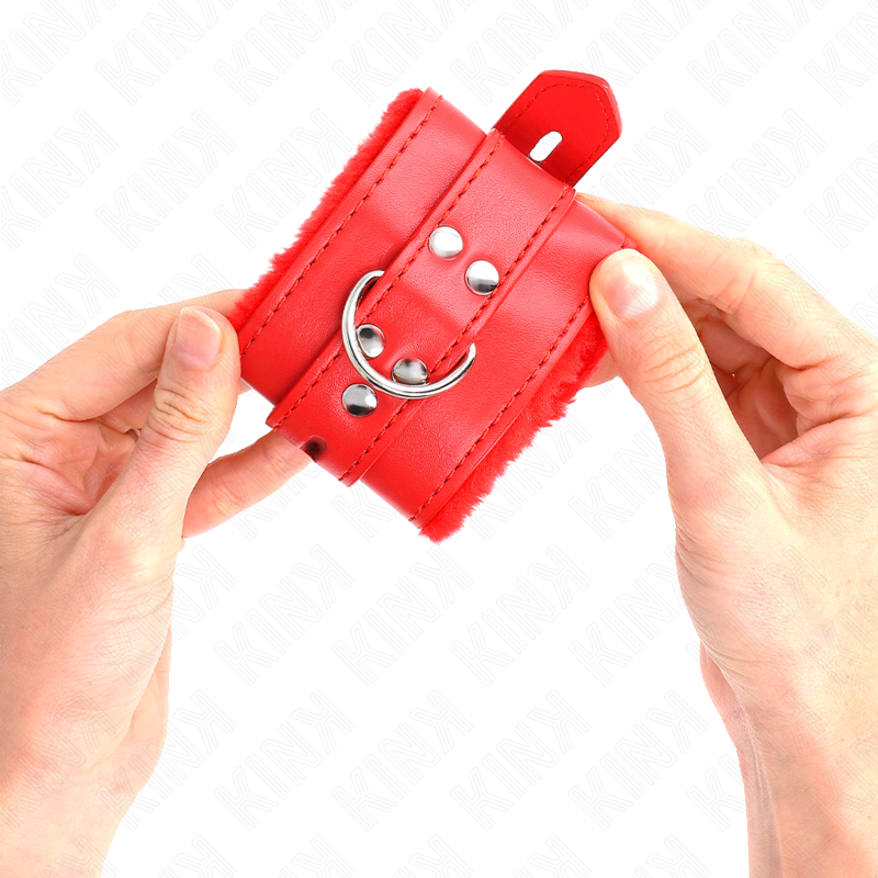KINK - RED SQUARE HOLES LEATHER LINING WRIST WITH ADJUSTABLE RED BELT 17-29 CM X 6 CM