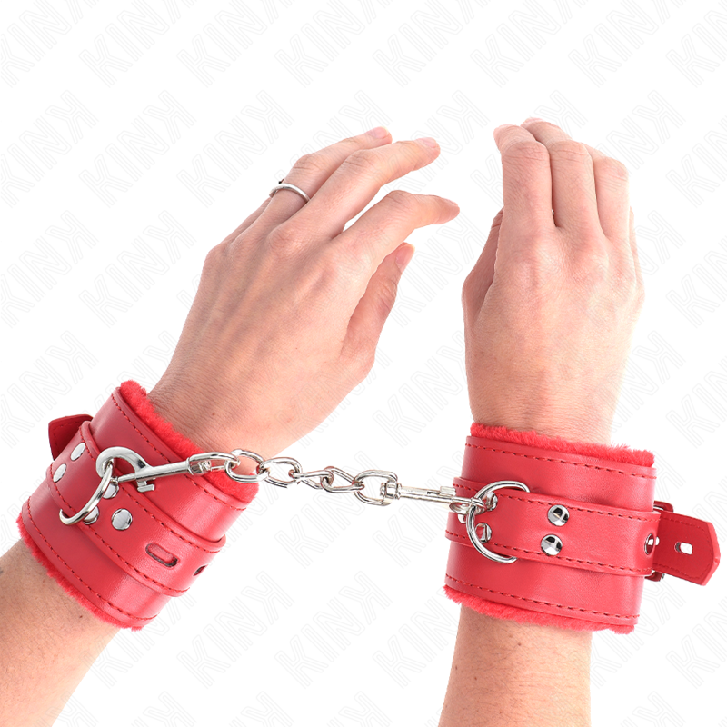 KINK - RED SQUARE HOLES LEATHER LINING WRIST WITH ADJUSTABLE RED BELT 17-29 CM X 6 CM