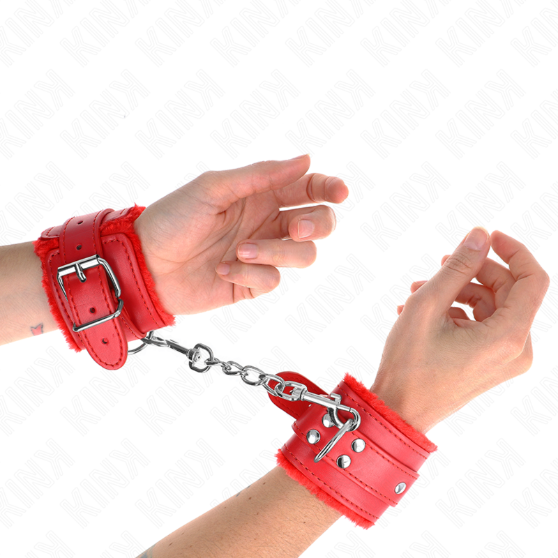KINK - RED FUR LINING WRIST WITH ADJUSTABLE RED BELT 17-29 CM X 6 CM
