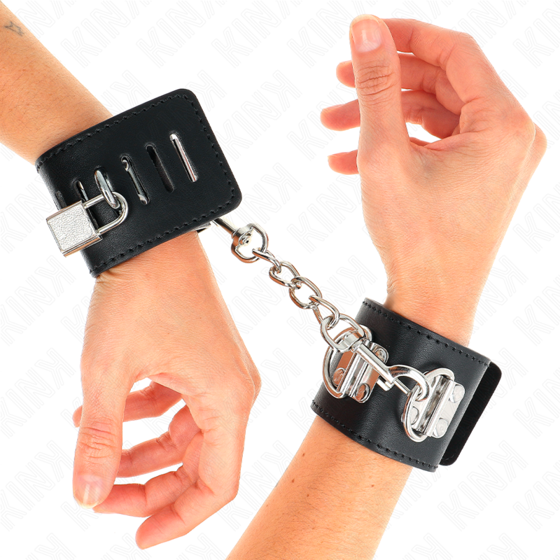 KINK - MULTIPOSITION CUFFS WITH ADJUSTABLE BLACK PADLOCK CLOSURE 16-23 CM X 5.5 CM