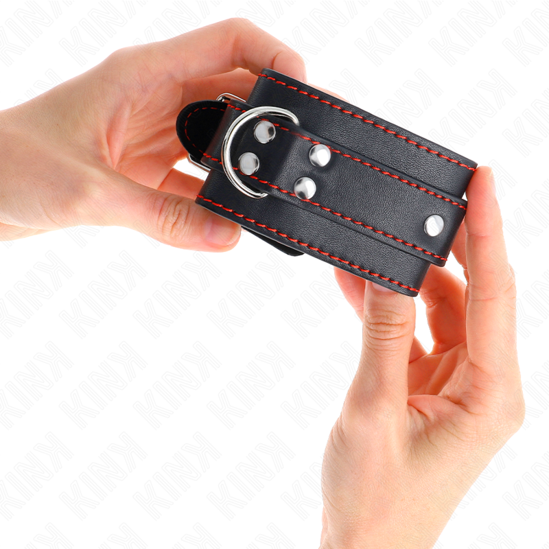 KINK - BLACK CUFFS WITH ADJUSTABLE RED LINING 20-28 CM X 5.5 CM