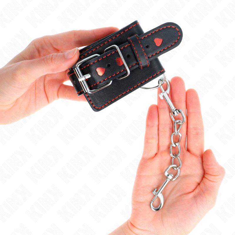 KINK - BLACK WRIST WITH ADJUSTABLE RED HEART INSERT 21-28 CM X 5.5 CM
