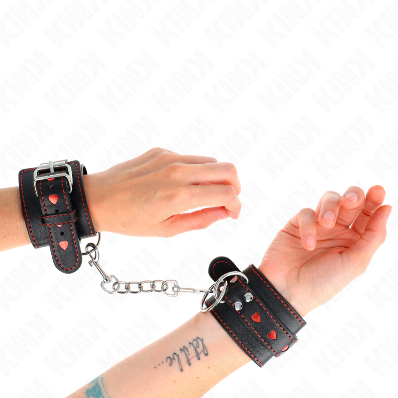 KINK - BLACK WRIST WITH ADJUSTABLE RED HEART INSERT 21-28 CM X 5.5 CM