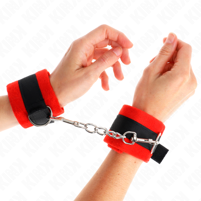 KINK - BLACK-RED BEGINNER SKIN HANDCUFFS 30 X 7 CM