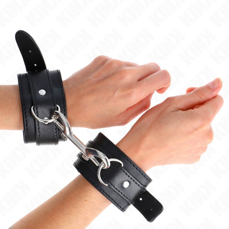 KINK - WRIST RESTRAINTS - ADJUSTABLE BLACK SINGLE RIVET LINE 17-28 CM X 5 CM