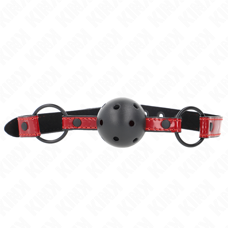 KINK - PELOTA DE CUERO BRILLANTE 4,5 CM MORDAZA 63,5 X 2 CM AJUSTABLE 41 X 59 CM