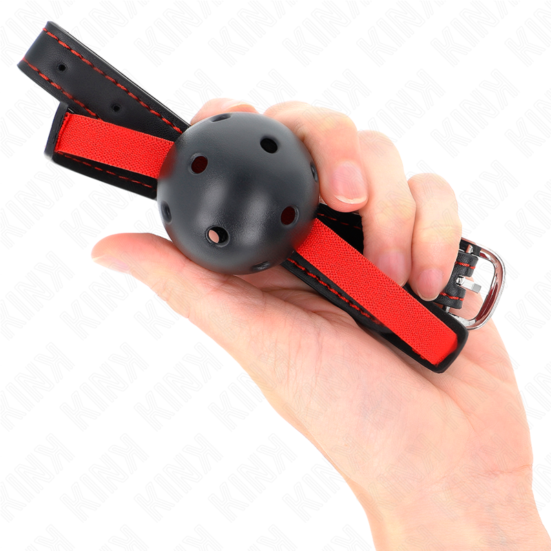 KINK - MORDAZA DE BOCA HUECO DURA DE 4,5 CM CON CINTURÓN ELÁSTICO 56 x 1,5 CM