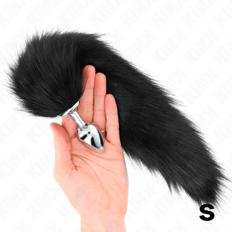 KINK - PLUG ANAL TAMAÑO P 7 X 3 CM CON COLA SINTÉTICA 40 CM NEGRO