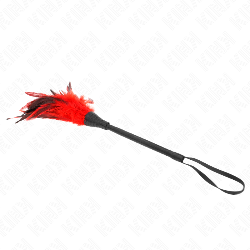 KINK - PLUMAS DE POLLO ROJAS EN FORMA DE CUERNO 36 CM