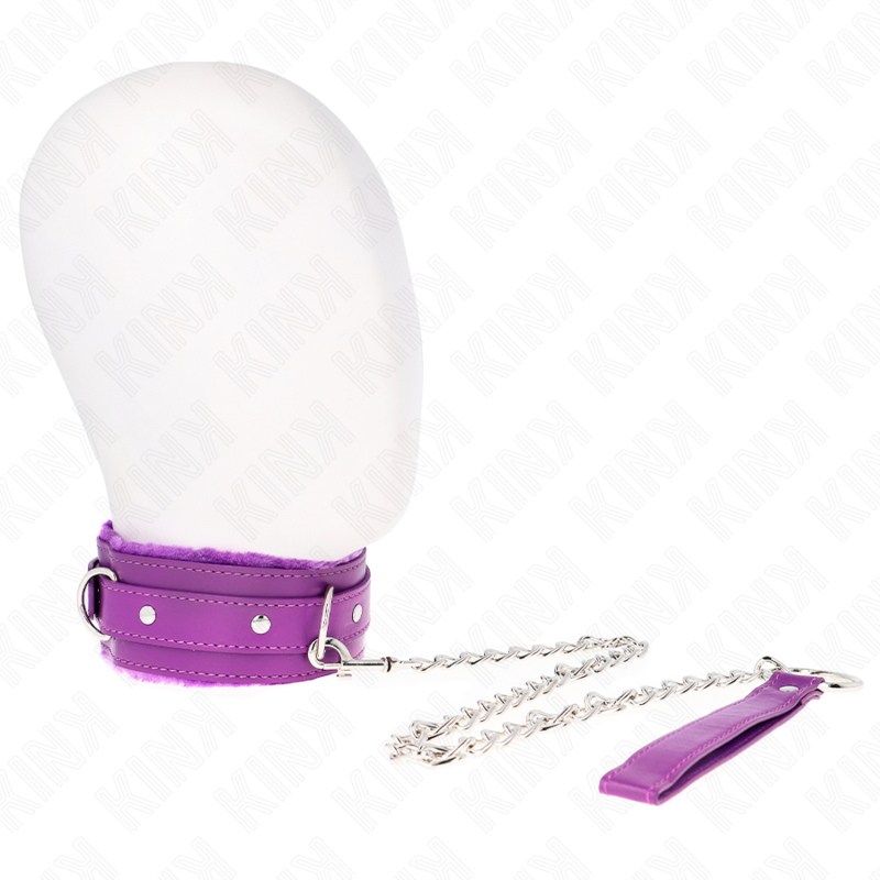 KINK - COLLAR WITH LEASH 65 CM WITH PURPLE RESTRICTIONS 36-42 CM X 5.5 CM