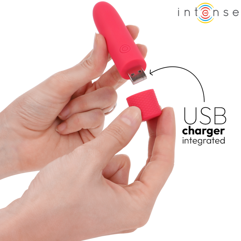 INTENSE - SYMONE BALA VIBRADORA RECARGABLE USB 8 VIBRACIONES ROJA 10 X 2.2 CM
