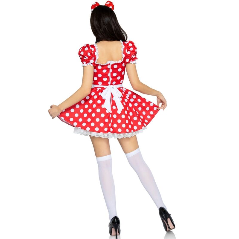 LEG AVENUE - VESTIDO DE LUNARES + DIADEMA ROJA/BLANCA S