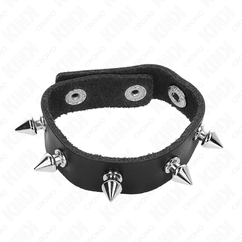 KINK - ANEL DE COURO PARA PÊNIS COM FECHO DE PRESSÃO FORRO VERMELHO 21 X 1,5 CM
