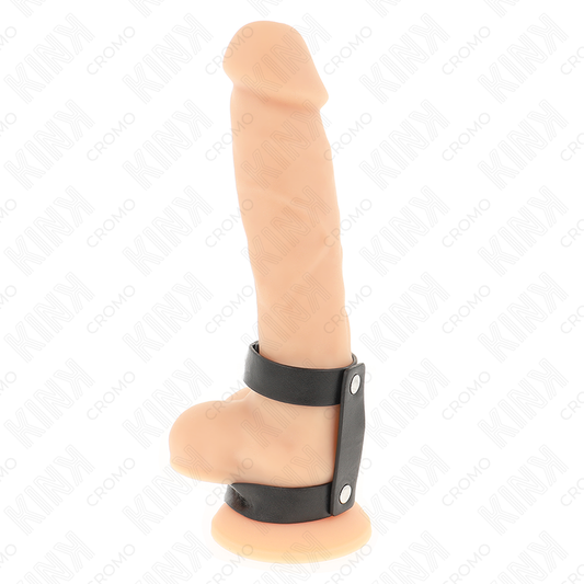 KINK - ANILLO DOBLE DE CUERO AJUSTABLE PARA EL PENE