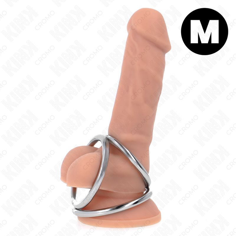 KINK - ANILLO PARA PENE DE METAL TRIPLE CROMADO DE 3,8 CM A 5 CM MODELO 2