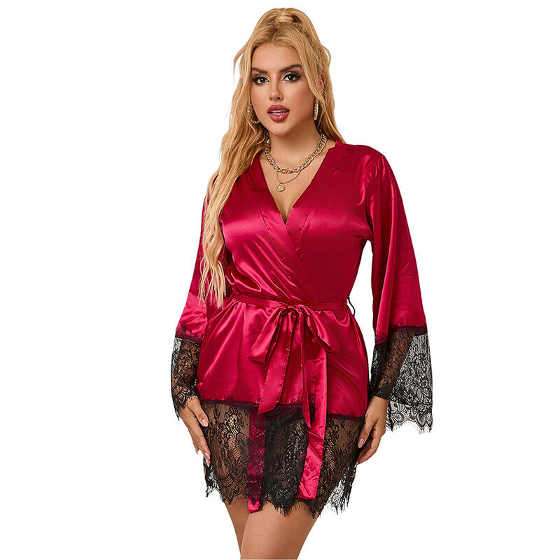 SUBBLIME - 953812 ELEGANT LACE PAJAMAS + RED THONG S/M