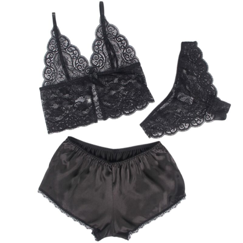 SUBBLIME - 953928 CAMISA DE SEDA Y ENCAJE + BRAGUITA NEGRA L/GG