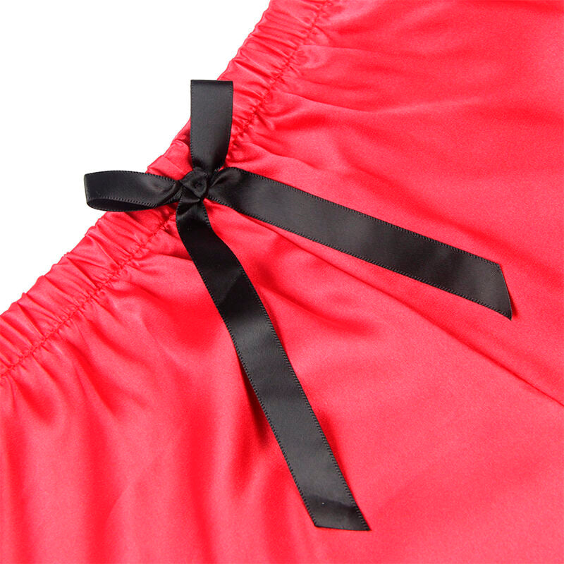 SUBBLIME - 953966 CAMISA CASUAL DE SEDA + PANTALÓN DE ENCAJE NEGRO/ROJO L/XL