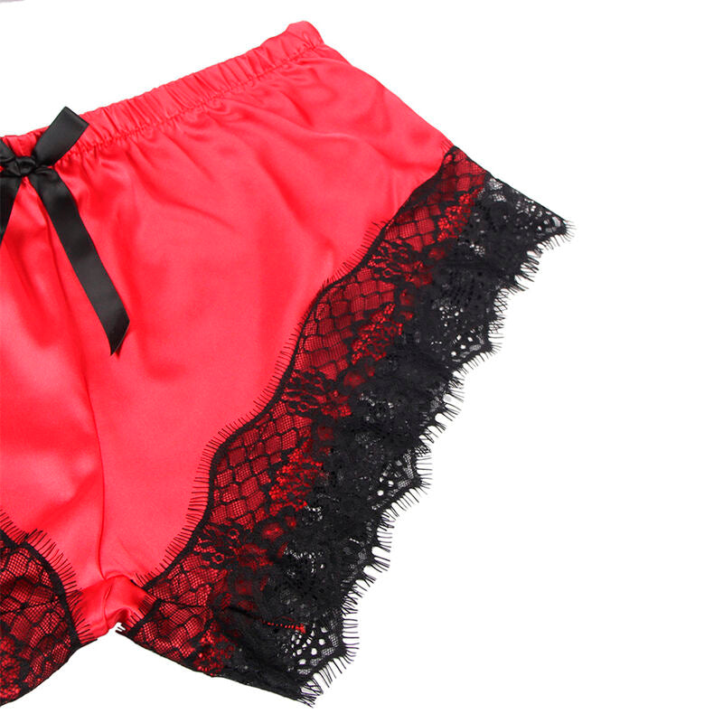 SUBBLIME - 953966 CAMISA CASUAL DE SEDA + PANTALÓN DE ENCAJE NEGRO/ROJO L/XL