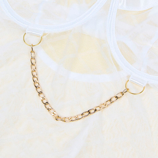 SUBBLIME - 954291 BODY CON CADENAS + LIGUERO BLANCO L/XL