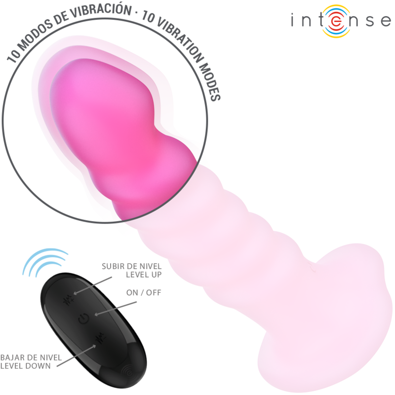 INTENSE - CINDY VIBRADOR TAMAÑO G DISEÑO ESPIRAL 10 VIBRACIONES CONTROL REMOTO ROSA