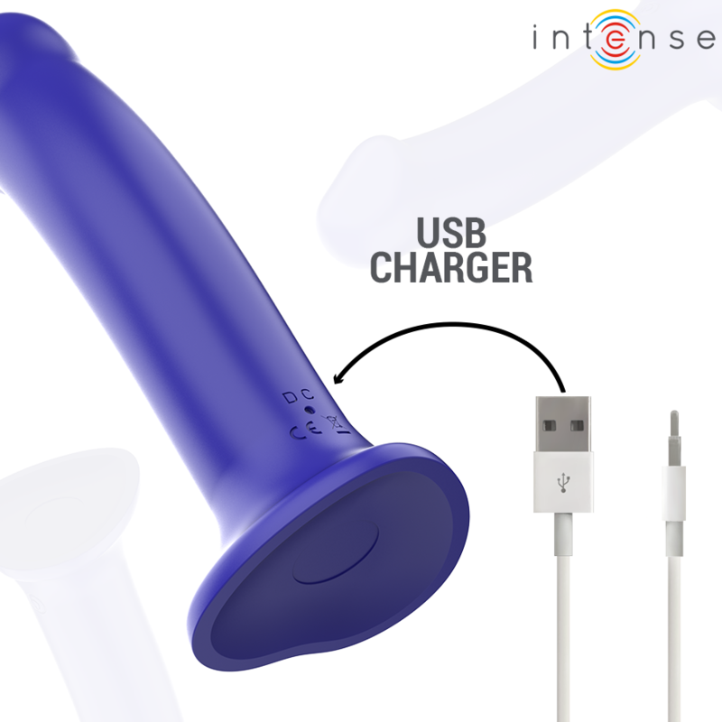 INTENSE - VIBRADOR VICTORIA CON VENTOSA 10 VIBRACIONES AZUL OSCURO CONTROL REMOTO
