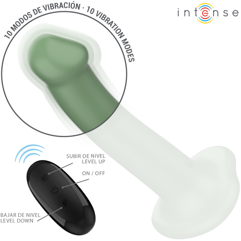 INTENSE - BECCA VIBRADOR CON VENTOSA 10 VIBRACIONES CONTROL REMOTO VERDE