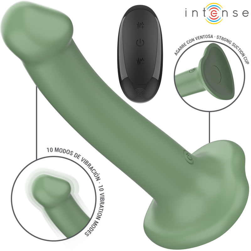 INTENSE - BECCA VIBRADOR CON VENTOSA 10 VIBRACIONES CONTROL REMOTO VERDE