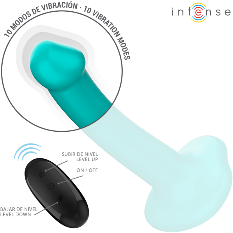 INTENSE - KATIE VIBRADOR CON VENTOSA 10 VIBRACIONES CONTROL REMOTO AZUL