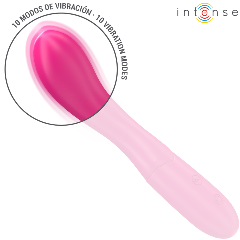 INTENSO - VIBRADOR LISET 19 CM FLEXIBLE 10 VIBRACIONES ROSA