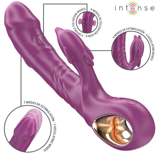 INTENSE - VIBRADOR MULTIFUNCIONAL HALLE CON LENGUA ESTIMULANTE DELFÍN MORADO