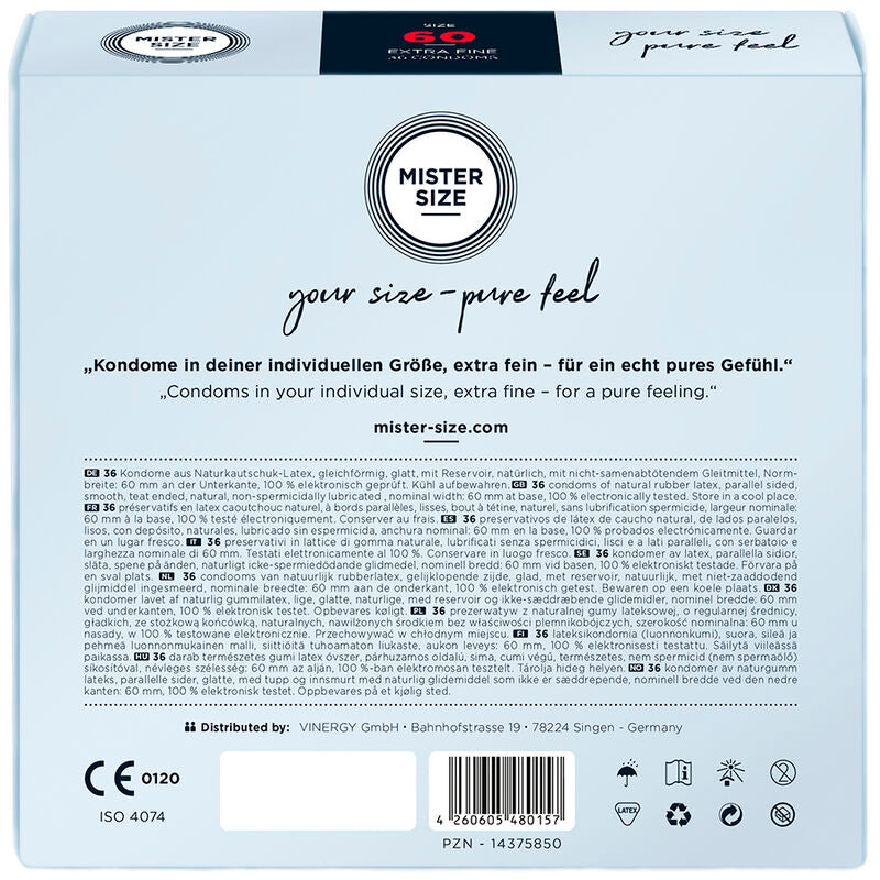MISTER SIZE - CONDOM SIZE GG 60 MM (36 UNITS)