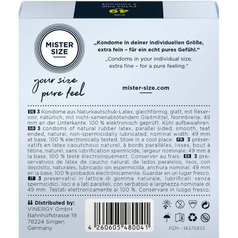 MISTER SIZE - CONDOM SIZE P 49 MM (3 UNITS)