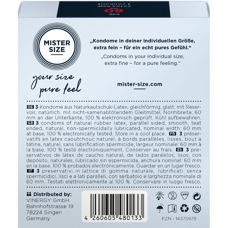 MISTER SIZE - CONDOM SIZE GG 60 MM (3 UNITS)