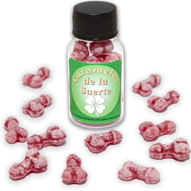 SPICY DIABLO - 12 PENIS-SHAPED LUCKY CANDIES STRAWBERRY/CHERRY