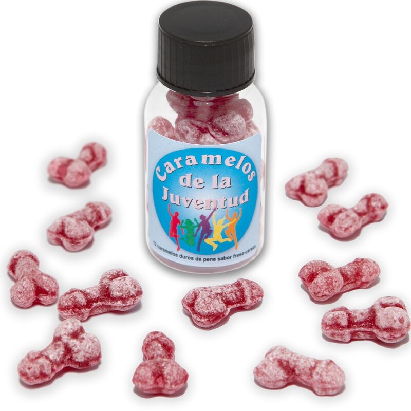SPICY DIABLO - 12 YOUTH PENIS-SHAPED SWEETS STRAWBERRY/CHERRY