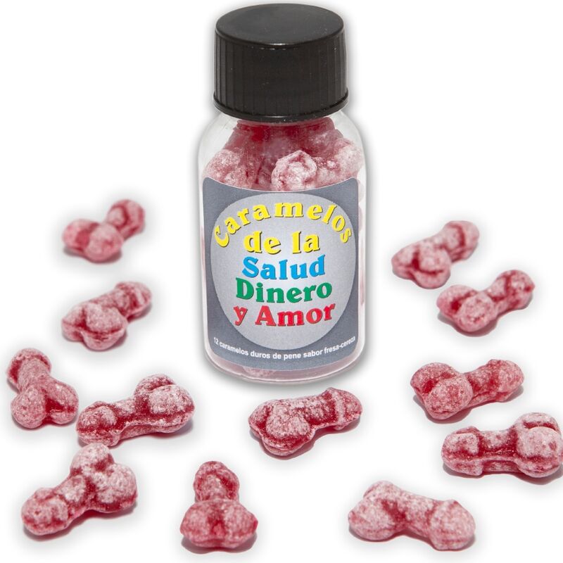SPICY DIABLO - 12 HEALTH-MONEY-LOVE PENIS-SHAPED SWEETS STRAWBERRY/CHERRY
