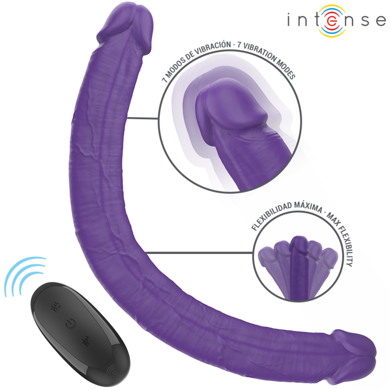 INTENSE - DILDO DOBLE VIBRADOR GUNTER 40 CM MORADO CONTROL REMOTO