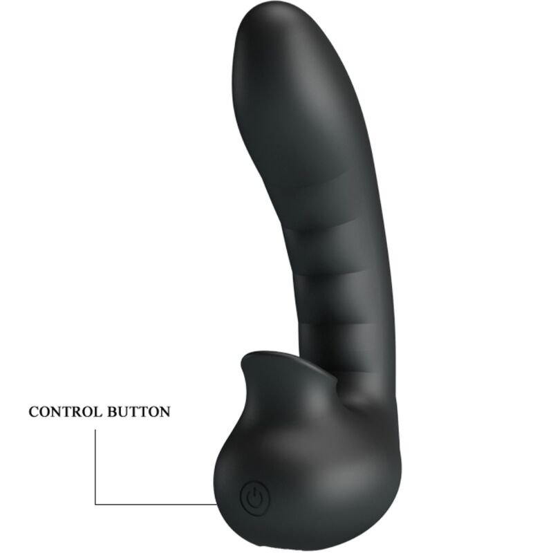 PRETTY LOVE - HOBGOBLIN ESTUCHE DEDO VIBRADOR 12 VIBRACIONES + ESTIMULADOR DE CLÍTORIS NEGRO