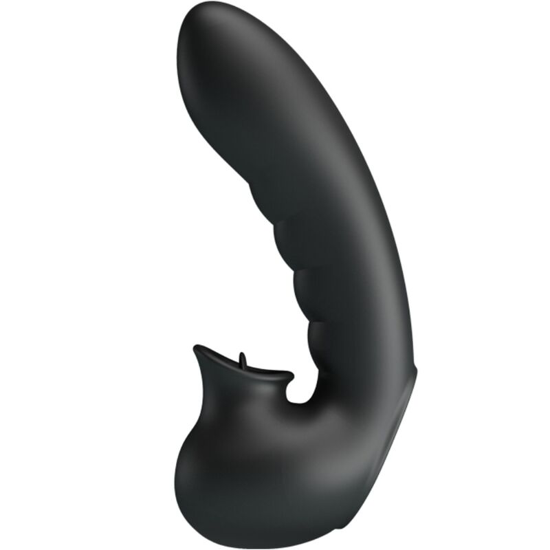 PRETTY LOVE - HOBGOBLIN ESTUCHE DEDO VIBRADOR 12 VIBRACIONES + ESTIMULADOR DE CLÍTORIS NEGRO