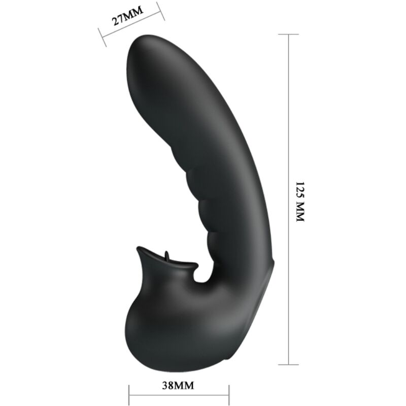 PRETTY LOVE - HOBGOBLIN ESTUCHE DEDO VIBRADOR 12 VIBRACIONES + ESTIMULADOR DE CLÍTORIS NEGRO