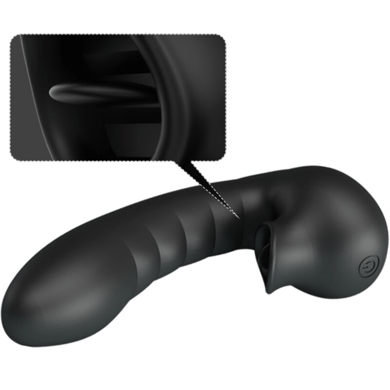 PRETTY LOVE - HOBGOBLIN ESTUCHE DEDO VIBRADOR 12 VIBRACIONES + ESTIMULADOR DE CLÍTORIS NEGRO