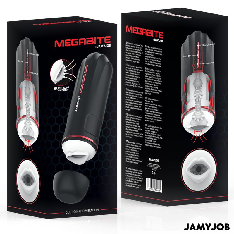 JAMYJOB - MASTURBADOR BOCAL AUTOMÁTICO MEGABITE 5 MODOS ESTIMULANDO ONDAS E VIBRAÇÃO