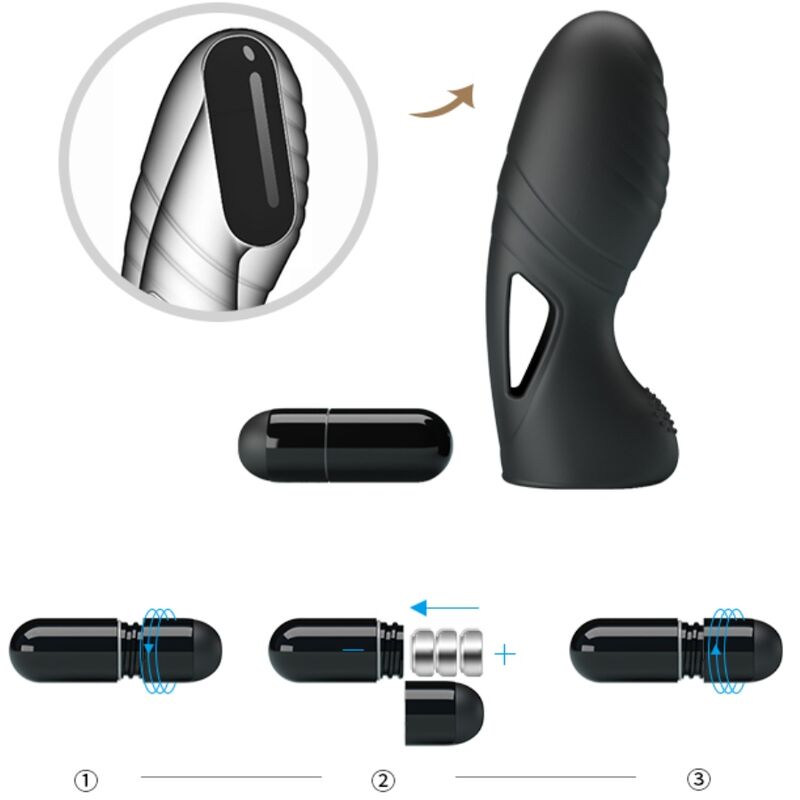 PRETTY LOVE - VIBRADOR DE DEDO DE SILICONA ALAN BLACK