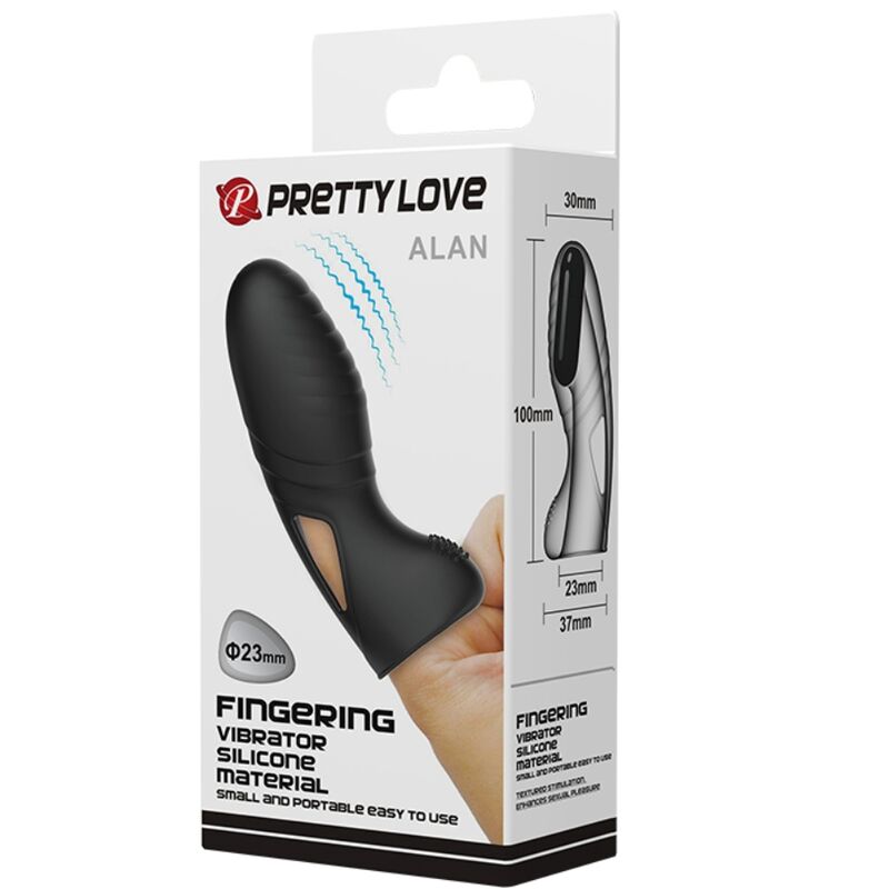 PRETTY LOVE - VIBRADOR DE DEDO DE SILICONA ALAN BLACK