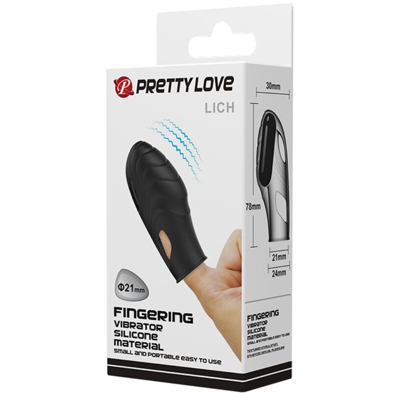 PRETTY LOVE - VIBRADOR DE DEDO DE SILICONA LICH NEGRO